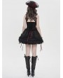 Devil Fashion Black and Red Gothic Retro Embroidered Lace Sleeveless Shirt for Women