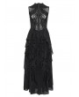 Devil Fashion Black Gothic Cyberpunk Pattern Sleeveless Maxi Dress