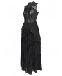Devil Fashion Black Gothic Cyberpunk Pattern Sleeveless Maxi Dress