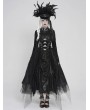 Devil Fashion Black Gothic Punk Corset Belted Irregular Layered Long Skirt