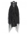 Devil Fashion Black Gothic Punk Corset Belted Irregular Layered Long Skirt