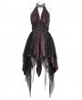 Devil Fashion Black and Red Sexy Gothic Halter Cut Out Irregular Ruffle Dress