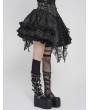 Devil Fashion Grey and Black Gothic Layered Ruffle Irregular Skirt