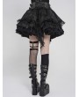 Devil Fashion Grey and Black Gothic Layered Ruffle Irregular Skirt
