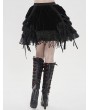 Devil Fashion Black Gothic Velvet Embroidered Fringe Short Skirt