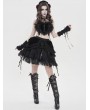 Devil Fashion Black Gothic Velvet Embroidered Fringe Short Skirt