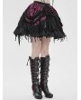 Devil Fashion Black and Red Gothic Velvet Embroidered Fringe Short Skirt