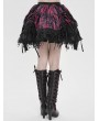 Devil Fashion Black and Red Gothic Velvet Embroidered Fringe Short Skirt