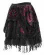 Devil Fashion Black and Red Gothic Velvet Embroidered Fringe Short Skirt