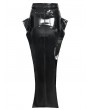 Devil Fashion Black Sexy Gothic Punk Eyelet Split Glossy Leather Long Skirt