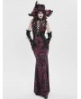 Devil Fashion Black and Red Retro Sexy Gothic Plunging Strappy Velvet Long Fishtail Dress