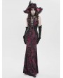 Devil Fashion Black and Red Retro Sexy Gothic Plunging Strappy Velvet Long Fishtail Dress