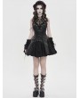 Devil Fashion Black Gothic Mesh Spliced Halter Short Party Dress