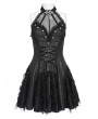 Devil Fashion Black Gothic Mesh Spliced Halter Short Party Dress