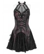Devil Fashion Black and Red Gothic Mesh Spliced Halter Short Party Dress