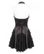 Devil Fashion Black and Red Gothic Mesh Spliced Halter Short Party Dress