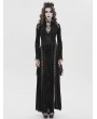 Devil Fashion Black Sexy Gothic Deep V-Neck High Slit Velvet Maxi Dress
