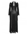 Devil Fashion Black Sexy Gothic Deep V-Neck High Slit Velvet Maxi Dress