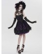 Devil Fashion Black and Purple Gothic Beaded Floral Lace Short Party Dress