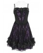 Devil Fashion Black and Purple Gothic Beaded Floral Lace Short Party Dress