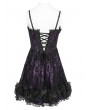 Devil Fashion Black and Purple Gothic Beaded Floral Lace Short Party Dress