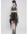 Devil Fashion Black Gothic Punk Chained Slit Irregular Ruffle Skirt
