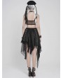 Devil Fashion Black Gothic Punk Chained Slit Irregular Ruffle Skirt