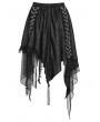 Devil Fashion Black Gothic Punk Chained Slit Irregular Ruffle Skirt