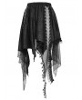 Devil Fashion Black Gothic Punk Chained Slit Irregular Ruffle Skirt