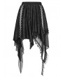 Devil Fashion Black Gothic Punk Chained Slit Irregular Ruffle Skirt