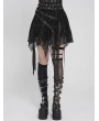 Devil Fashion Black Gothic Skull Mesh Asymmetric Eyelet Strap Punk Skirt