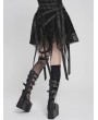 Devil Fashion Black Gothic Skull Mesh Asymmetric Eyelet Strap Punk Skirt