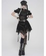 Devil Fashion Black Gothic Skull Mesh Asymmetric Eyelet Strap Punk Skirt