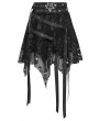Devil Fashion Black Gothic Skull Mesh Asymmetric Eyelet Strap Punk Skirt