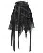 Devil Fashion Black Gothic Skull Mesh Asymmetric Eyelet Strap Punk Skirt