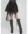 Devil Fashion Black and Red Gothic Skull Mesh Asymmetric Eyelet Strap Punk Skirt