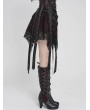 Devil Fashion Black and Red Gothic Skull Mesh Asymmetric Eyelet Strap Punk Skirt