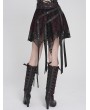 Devil Fashion Black and Red Gothic Skull Mesh Asymmetric Eyelet Strap Punk Skirt