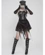 Devil Fashion Black and Red Gothic Skull Mesh Asymmetric Eyelet Strap Punk Skirt
