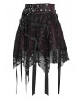 Devil Fashion Black and Red Gothic Skull Mesh Asymmetric Eyelet Strap Punk Skirt