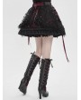 Devil Fashion Black Gothic Red Ribbon Lace-Up Sequin Beaded Short Skirt