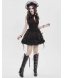 Devil Fashion Black Gothic Red Ribbon Lace-Up Sequin Beaded Short Skirt