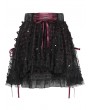 Devil Fashion Black Gothic Red Ribbon Lace-Up Sequin Beaded Short Skirt