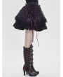 Devil Fashion Black Gothic Purple Ribbon Lace-Up Sequin Beaded Short Skirt