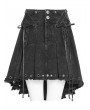 Devil Fashion Black Gothic Punk Skull Lace Up Pleated High-Low Skirt