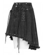 Devil Fashion Black Gothic Punk Skull Lace Up Pleated High-Low Skirt