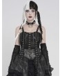 Devil Fashion Black Gothic Punk Hook and Eye Strap Corset Top for Women