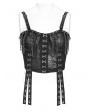 Devil Fashion Black Gothic Punk Hook and Eye Strap Corset Top for Women