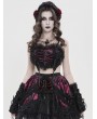 Devil Fashion Black and Red Gothic Velvet Heart Shape Cami Crop Top for Women