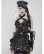 Devil Fashion Black Gothic Punk Cross Buckle Strap Halter Top for Women